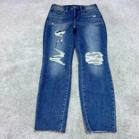 Lucky Brand Jeans Bridgette High Rise Skinny Blue Distressed Pockets Size 6 - Picture 1 of 13